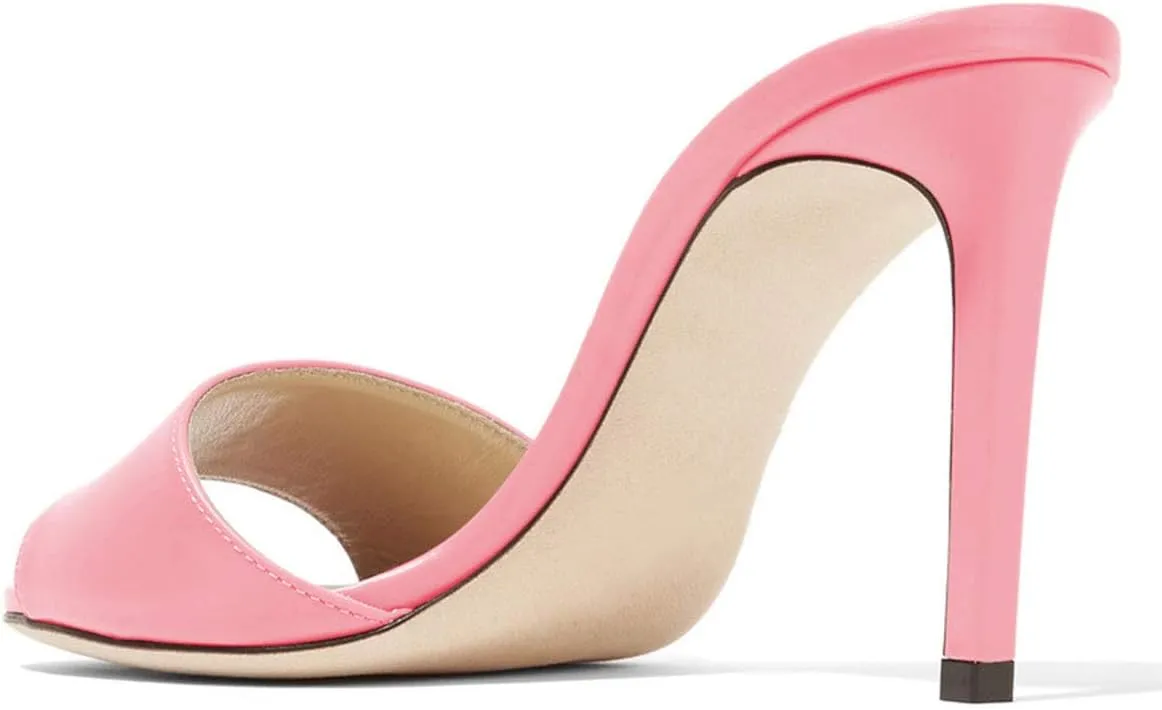 FOWT Women Peep Toe Mules Stiletto High Heels Sandals Party Evening Prom Office Comfort Casual Shoes Full Size 4-15 M US