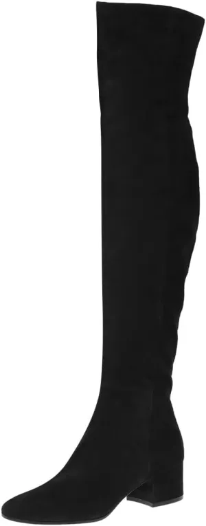 FOWT Women Round Toe Stretchy Over The Knee Boots Block Low Heel Thigh High Boot Side Zipper Comfy Winter Outdoor Warm Dress Shoes Size 4-16 US