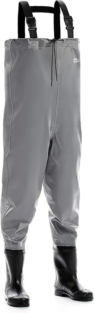 Foxelli Chest Waders - 2-ply Nylon/PVC Waterproof Lightweight Fishing Waders for Men & Women with Boots