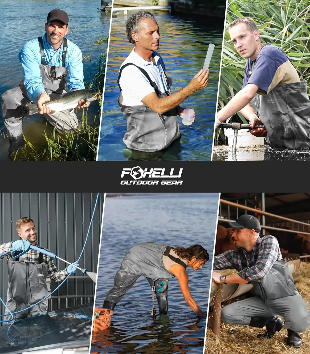 Foxelli Chest Waders - 2-ply Nylon/PVC Waterproof Lightweight Fishing Waders for Men & Women with Boots