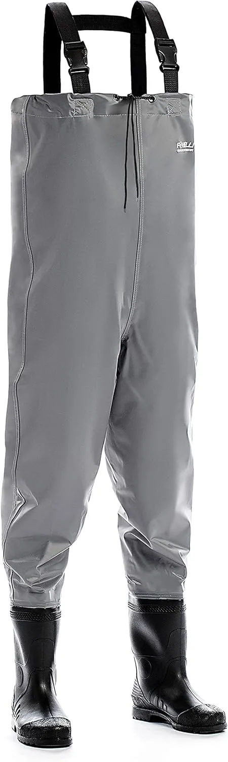 Foxelli Chest Waders - 2-ply Nylon/PVC Waterproof Lightweight Fishing Waders for Men & Women with Boots