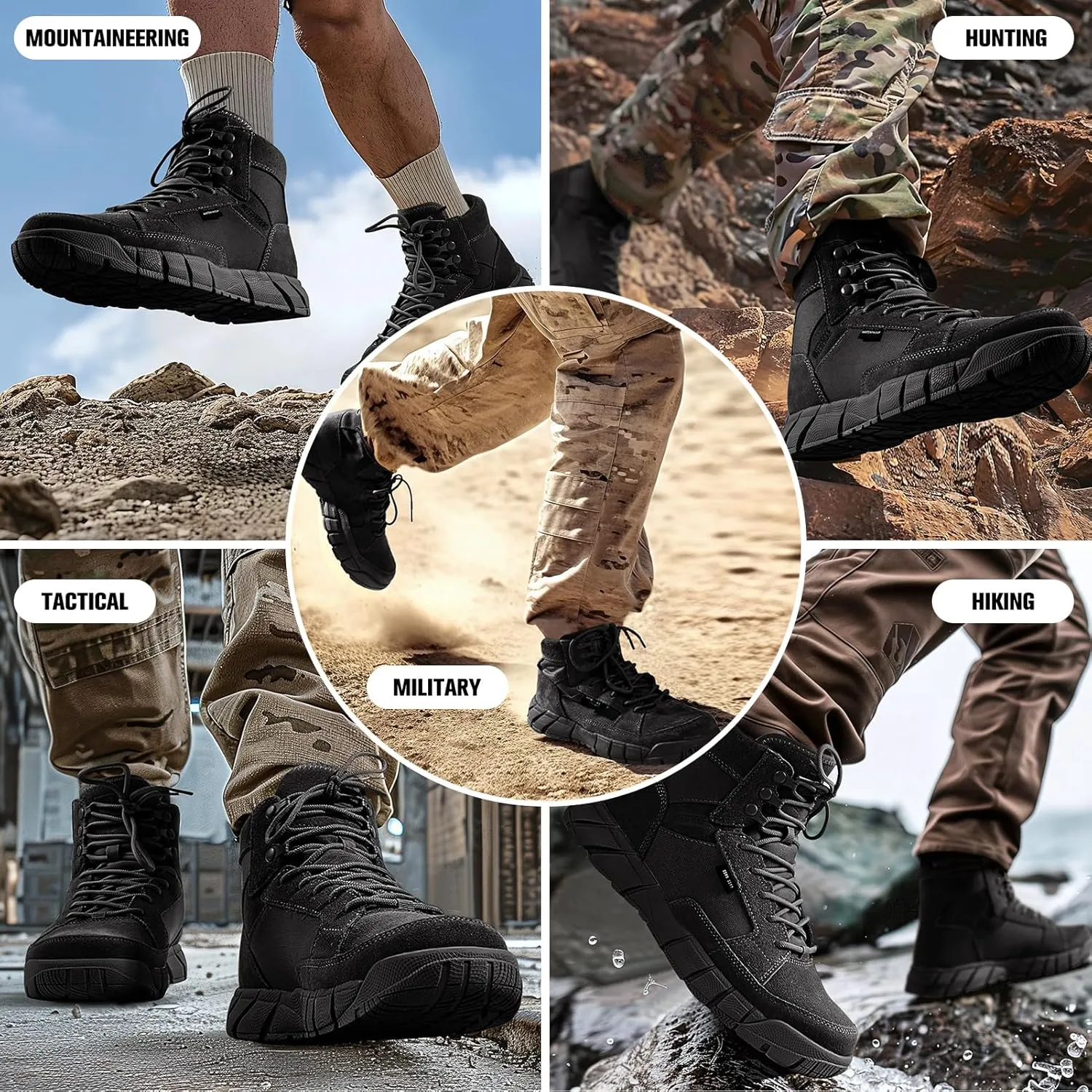 FREE SOLDIER Waterproof Hiking Work Boots Men's Tactical Boots 6 Inches Lightweight Military Boots Breathable Desert Boots