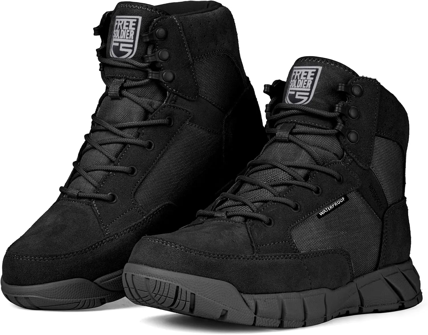 FREE SOLDIER Waterproof Hiking Work Boots Men's Tactical Boots 6 Inches Lightweight Military Boots Breathable Desert Boots