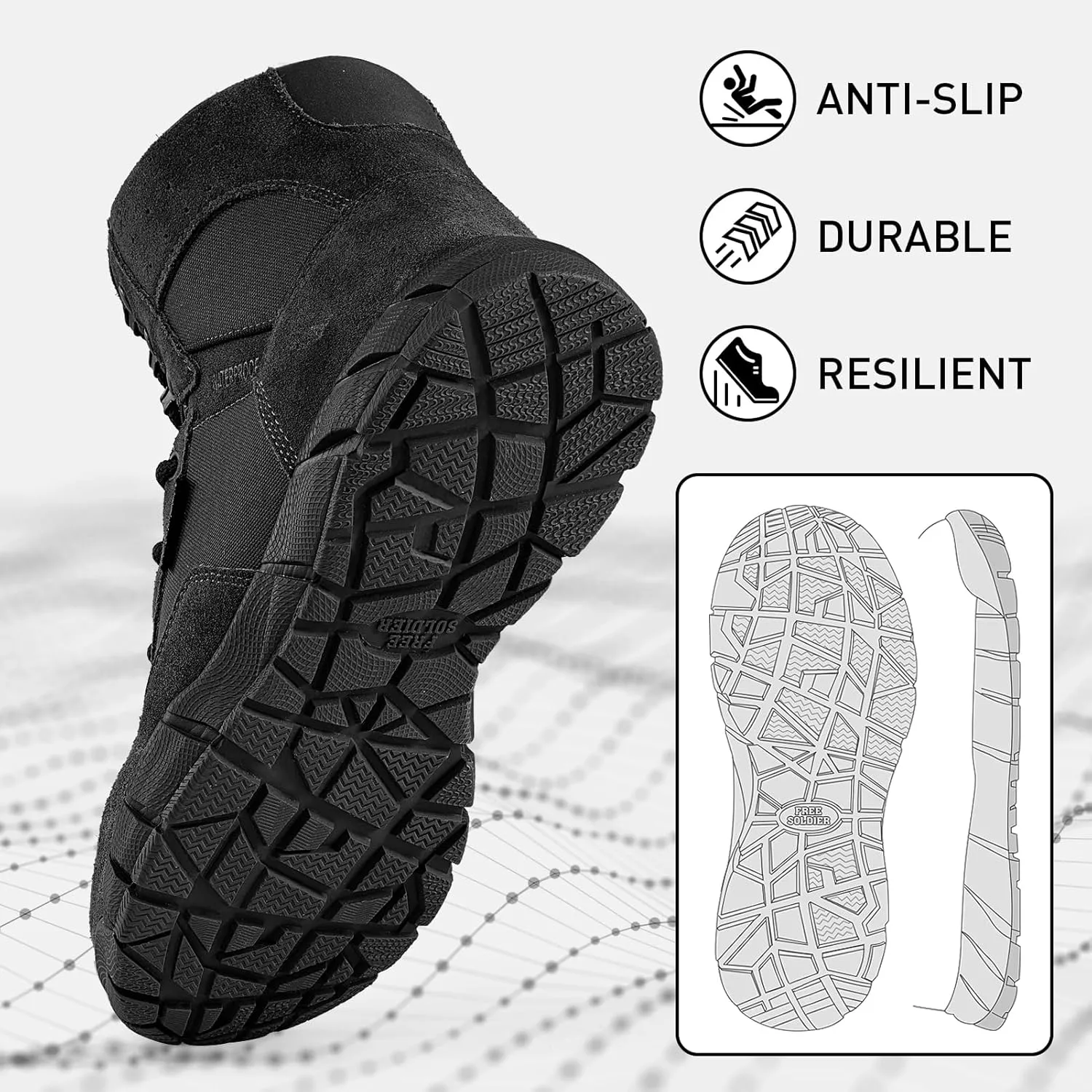 FREE SOLDIER Waterproof Hiking Work Boots Men's Tactical Boots 6 Inches Lightweight Military Boots Breathable Desert Boots