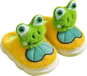 Frog Slippers Toddler House Slippers Boys Girls Plush Fuzzy Animal Slippers Kids Winter Indoor Household Shoes