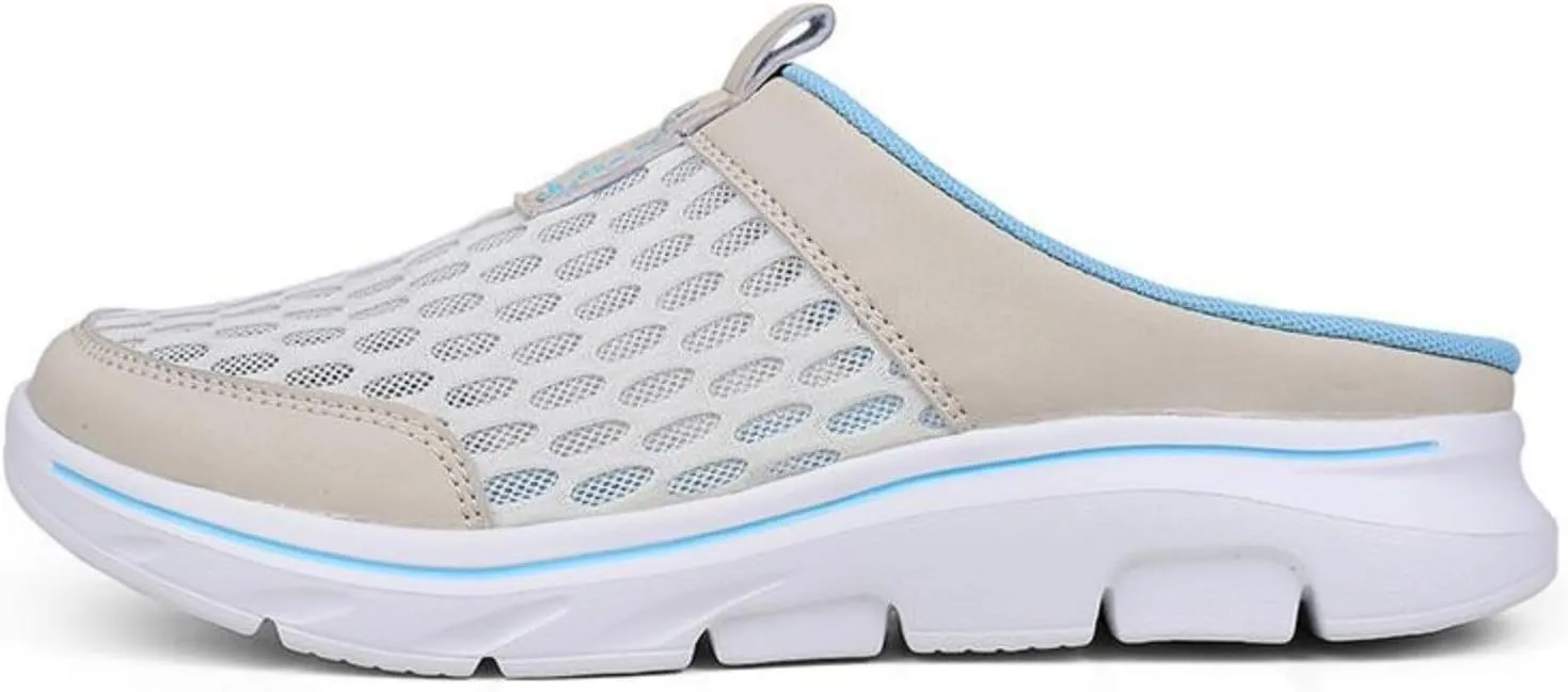 FUNCOS Women's Breathable Mesh Mules Slip-On Summer Shoes for Home Travel Slip-Resistant Sole Comfortable Walking Open Back