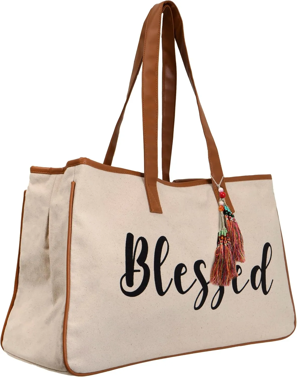 Funky Junque Premium Canvas Tote Bag with Inspirational Quote Lining