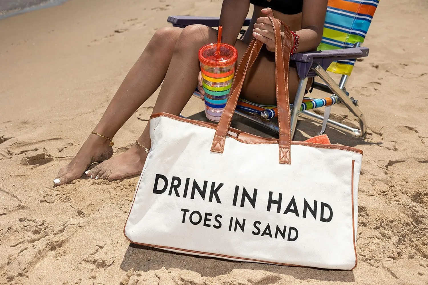 Funky Junque Premium Canvas Tote Bag with Inspirational Quote Lining