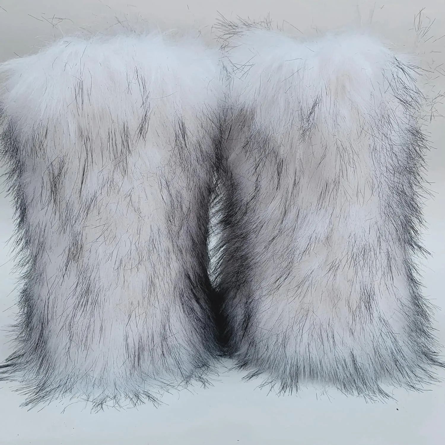 Fur Boots Warm Women's Faux Fur Boot Furry Short Snow Boot Mid-Calf Boots Outdoor Flat Shoes