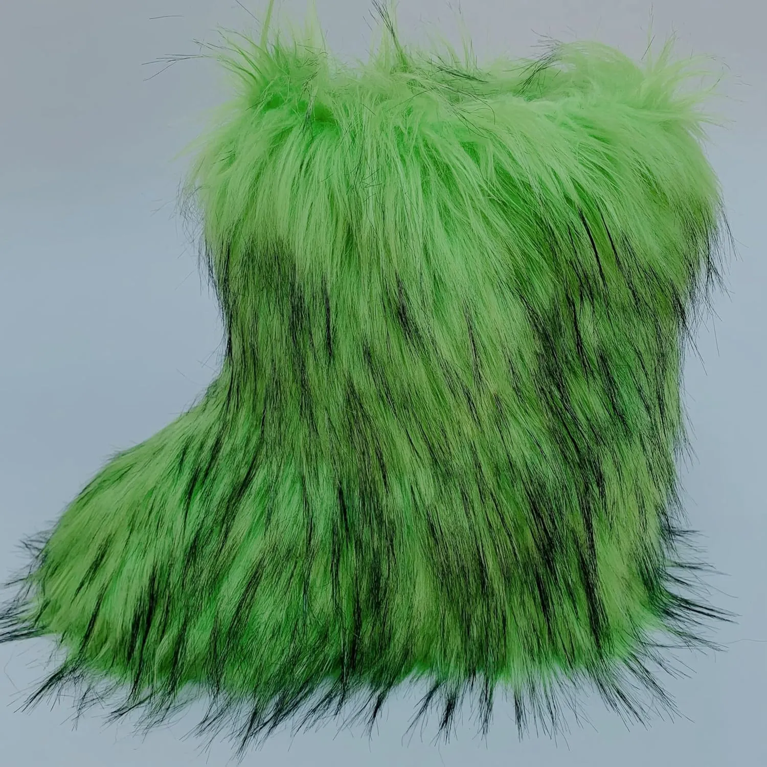 Fur Boots Warm Women's Faux Fur Boot Furry Short Snow Boot Mid-Calf Boots Outdoor Flat Shoes
