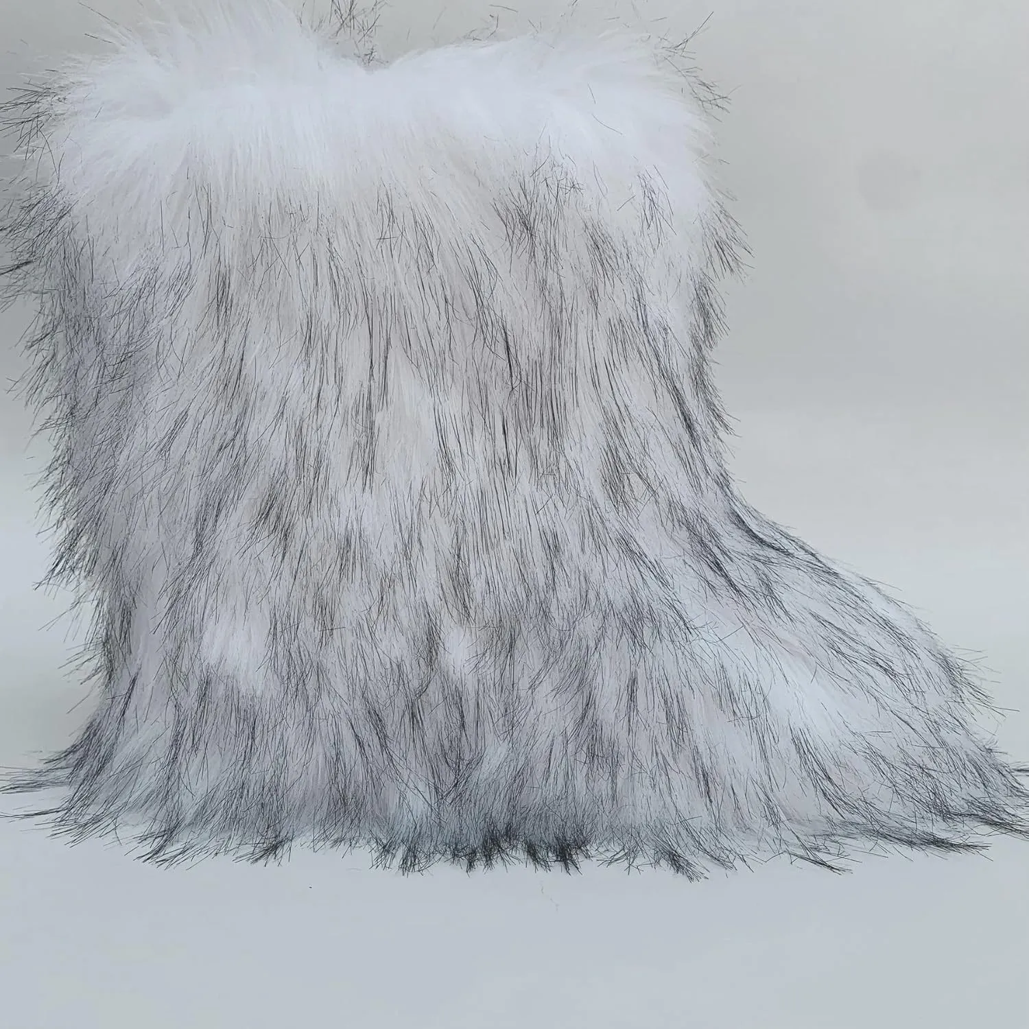 Fur Boots Warm Women's Faux Fur Boot Furry Short Snow Boot Mid-Calf Boots Outdoor Flat Shoes
