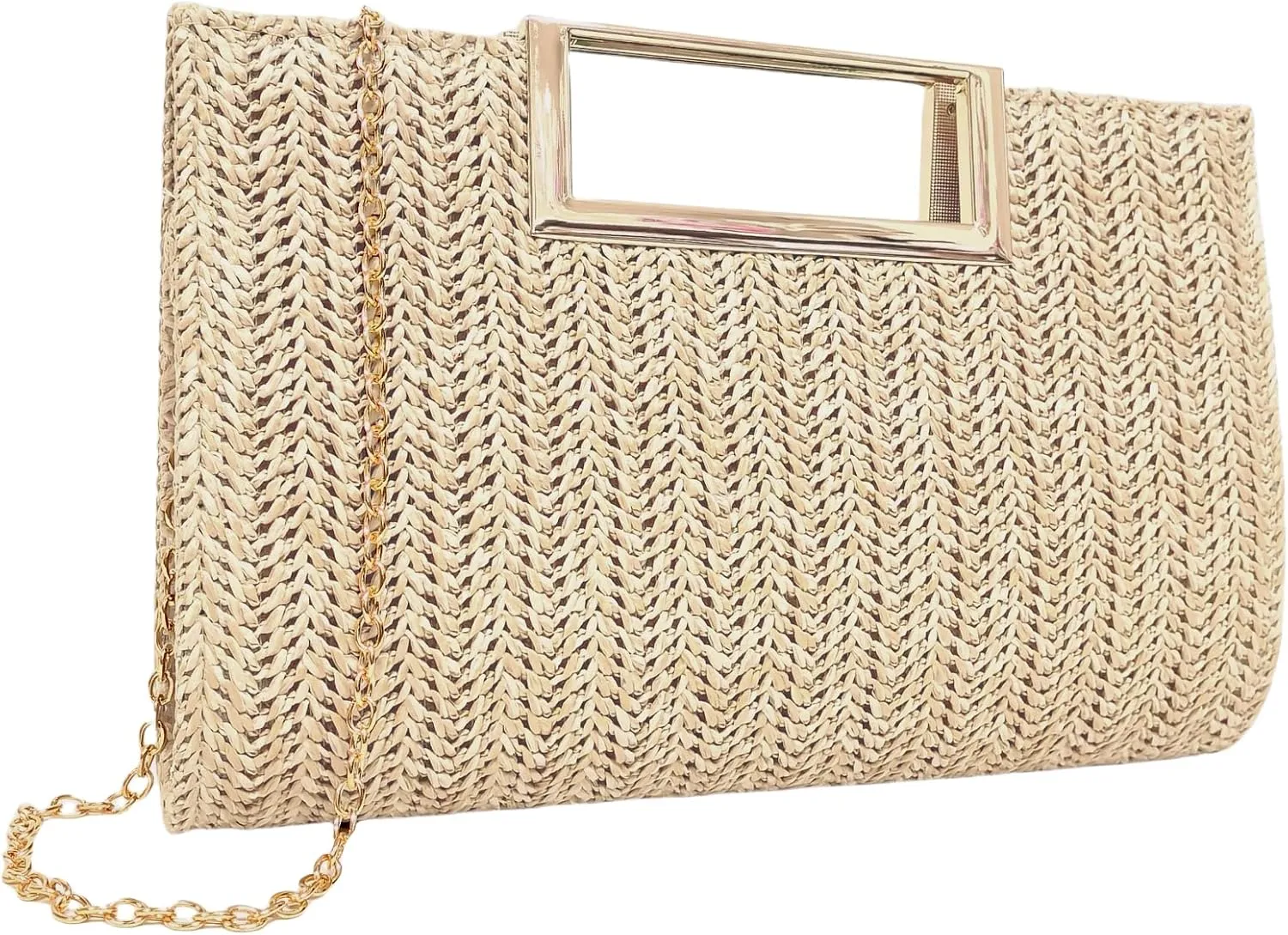 Gets Straw Clutch Purses for Women Summer Top Handle Handbag Woven Ratten Crossbody Bag Wicker Clutch Bag for Travel