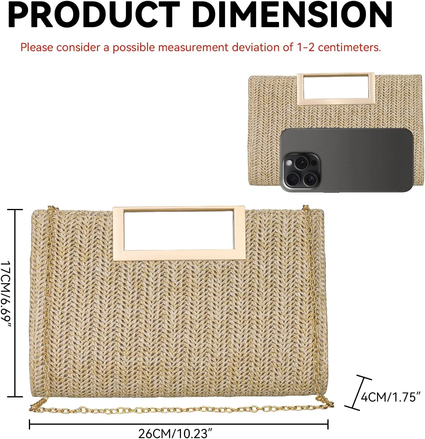 Gets Straw Clutch Purses for Women Summer Top Handle Handbag Woven Ratten Crossbody Bag Wicker Clutch Bag for Travel