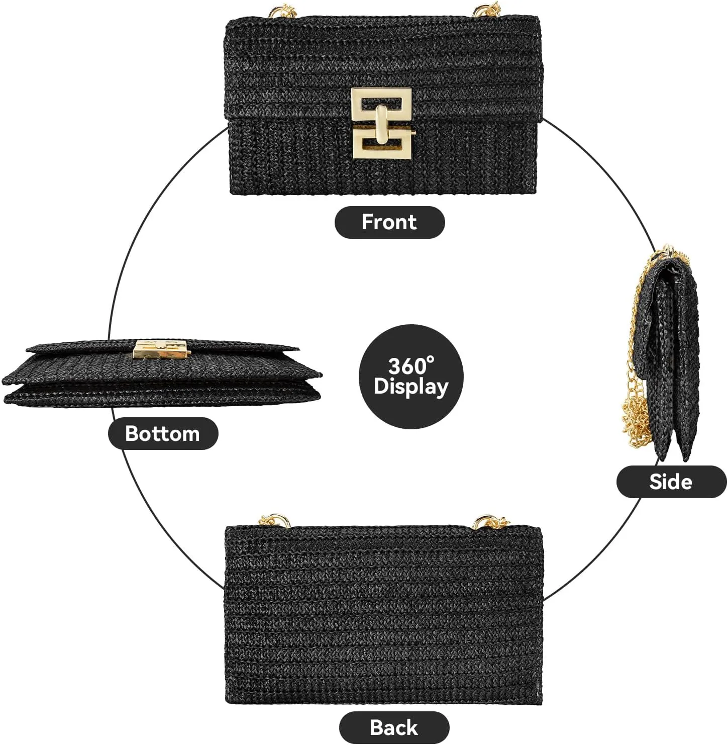 Gets Straw Clutch, Straw Clutch Women Hand-woven for Summer Beach Envelope Clutch Purse Wallet