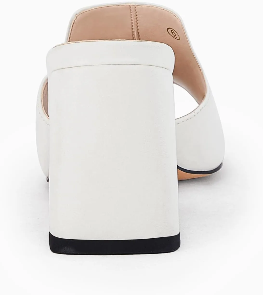 gihubafuil Women's Sandals Peep Toe Slides Chunky Heel Mules Single Band Comfort Slip-on Shoes with Metal Chain for Spring Summer