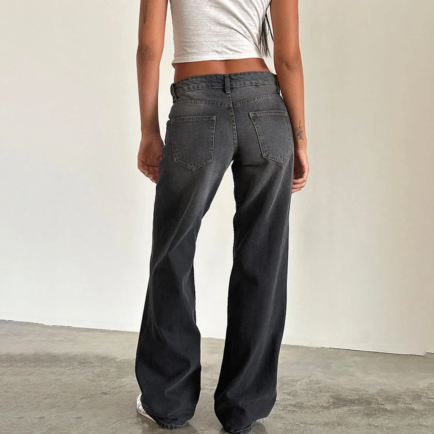 Giraropa Low Rise Baggy Jeans for Women Trendy Straight Wide Leg Y2K Boyfriend Jeans Denim Pants with Pocket Streetwear