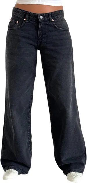 Giraropa Low Rise Baggy Jeans for Women Trendy Straight Wide Leg Y2K Boyfriend Jeans Denim Pants with Pocket Streetwear