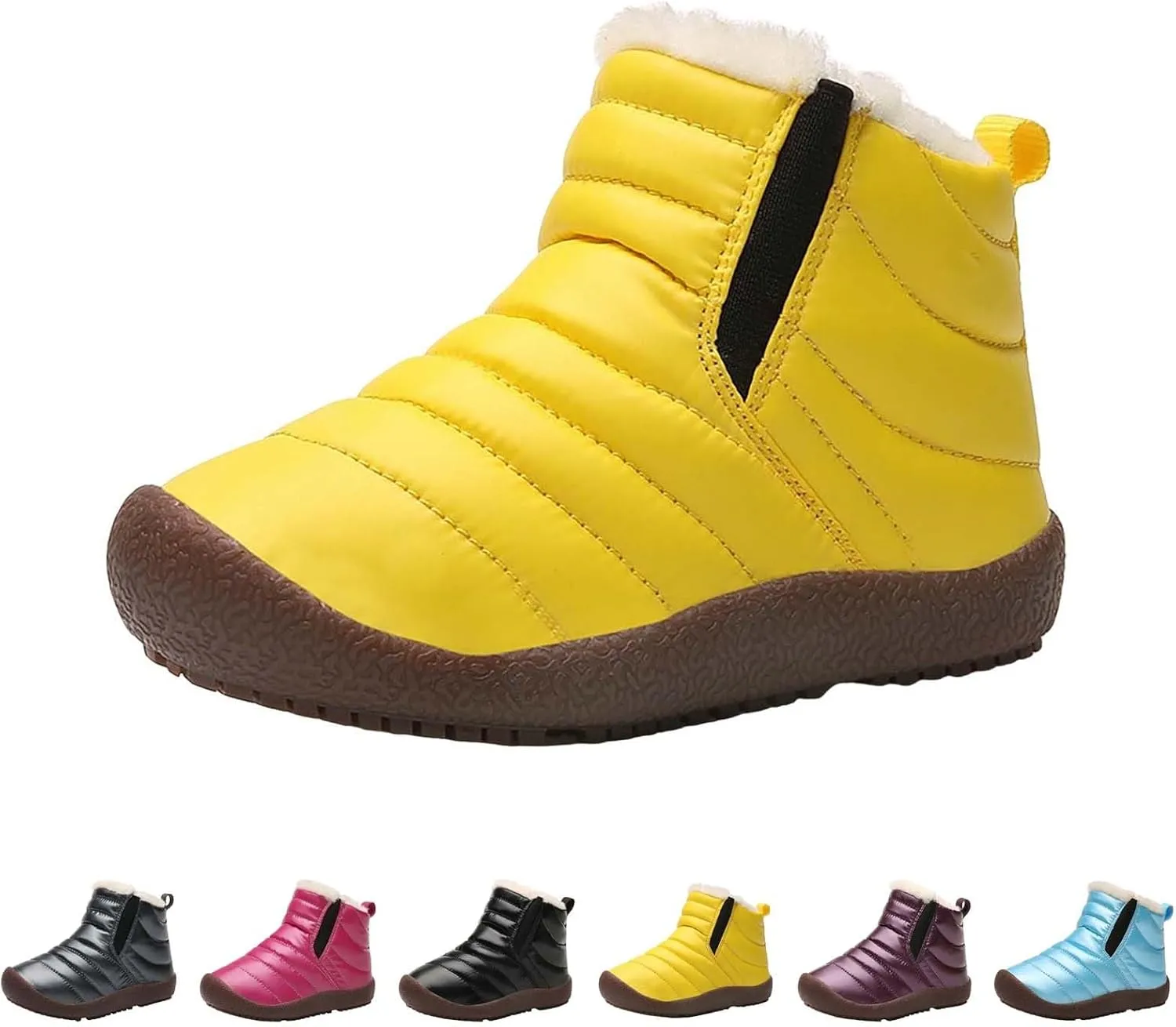 Girls and Boys Snow Fashion Ankle Boots Warm Fuzzy Walking Outdoor Shoes with Zipper (Baby/Toddler/Little Kid)