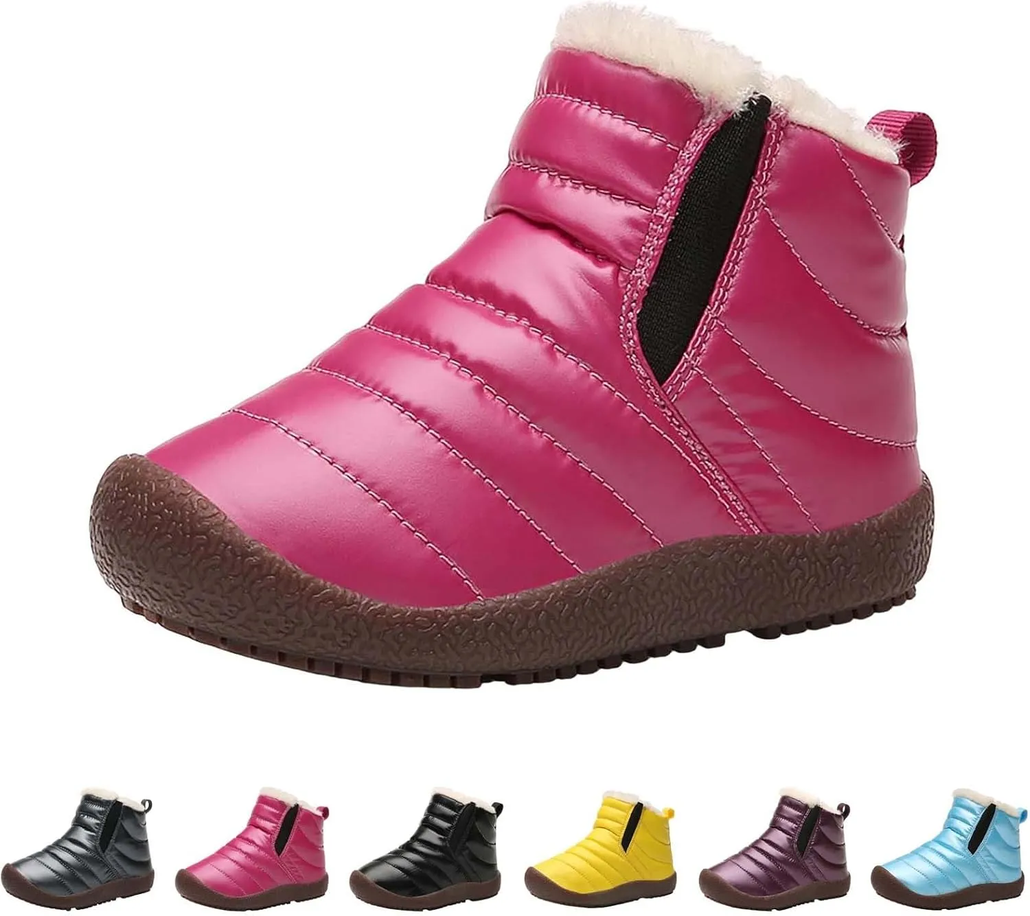 Girls and Boys Snow Fashion Ankle Boots Warm Fuzzy Walking Outdoor Shoes with Zipper (Baby/Toddler/Little Kid)