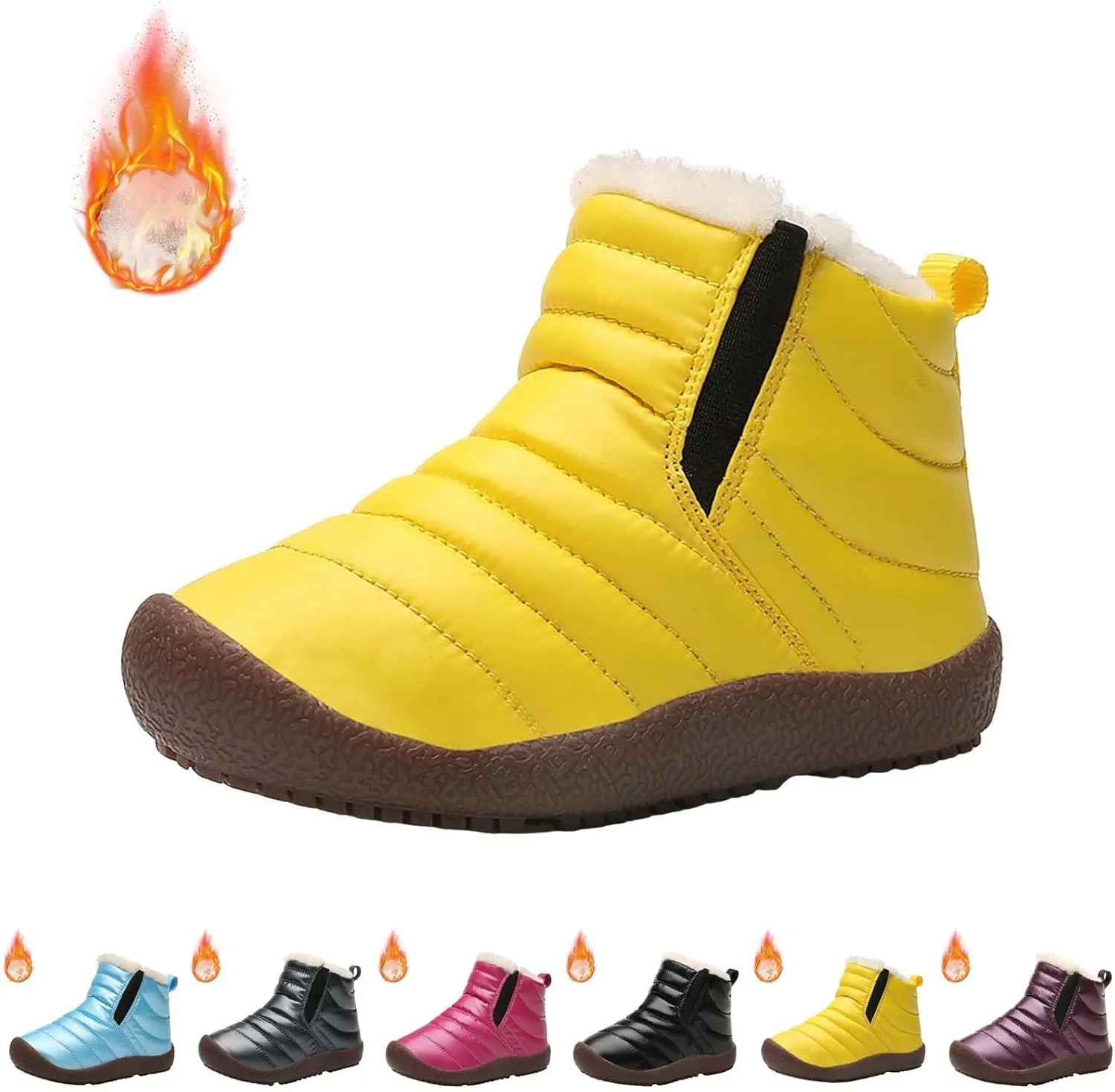 Girls and Boys Snow Fashion Ankle Boots Warm Fuzzy Walking Outdoor Shoes with Zipper (Baby/Toddler/Little Kid)