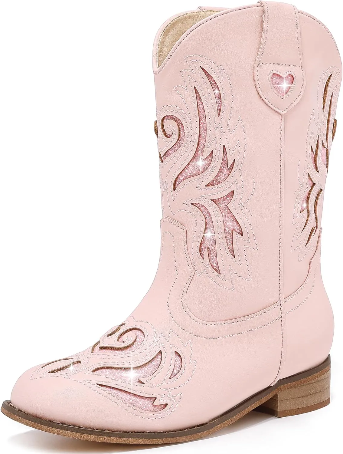 Girls Cowgirl Boot Glitter Kids Cowboy Boots Western BoysCowboy Mid Calf Square Toe Toddler Little Kid/Big Kid Party Birthday Riding Shoes
