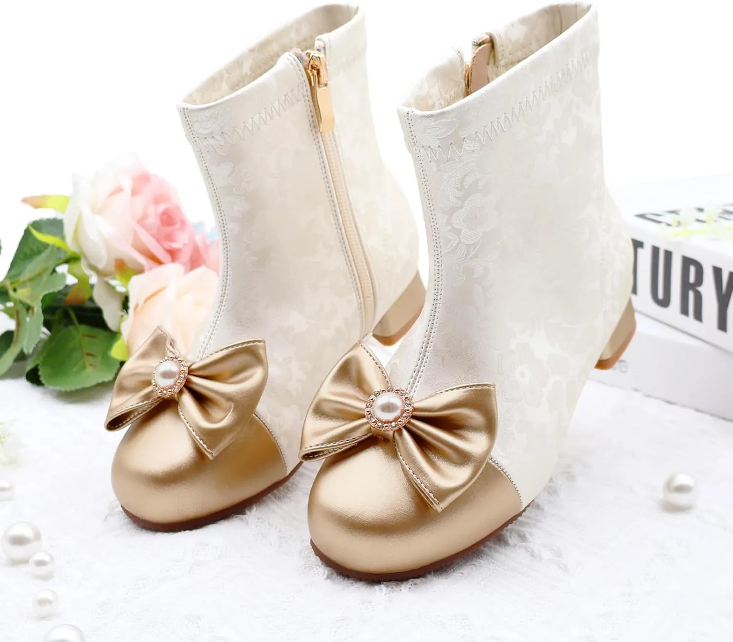 Girls Cowgirl Boots Little Kids Western Boots Mid Calf Toddler Riding Shoes Glitter Boots