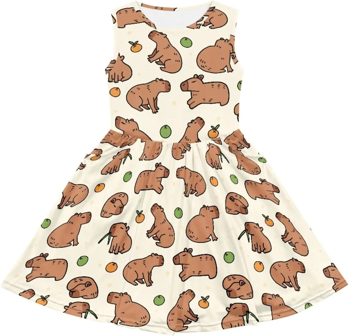 Girls Cute Summer Dresses 2-14Y Kids Mini Party Sun Dress Twirly Skater Dress Sleeveless Dress with Pockets