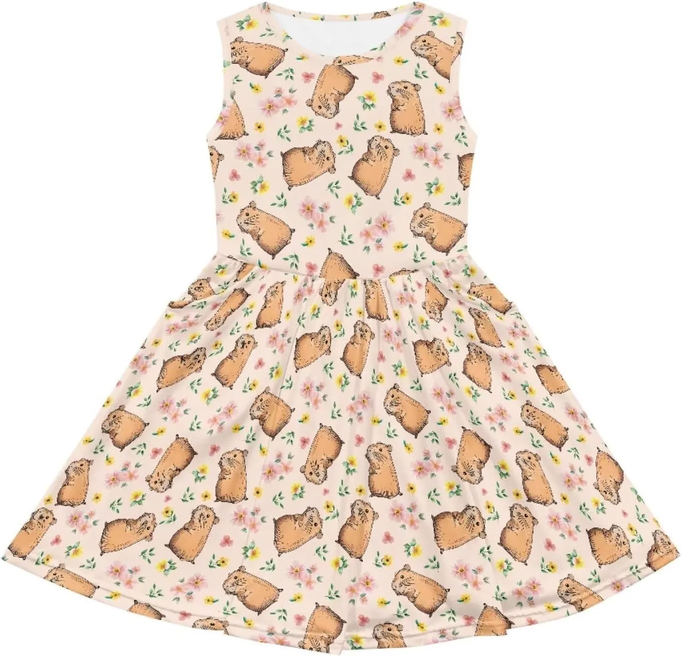Girls Cute Summer Dresses 2-14Y Kids Mini Party Sun Dress Twirly Skater Dress Sleeveless Dress with Pockets