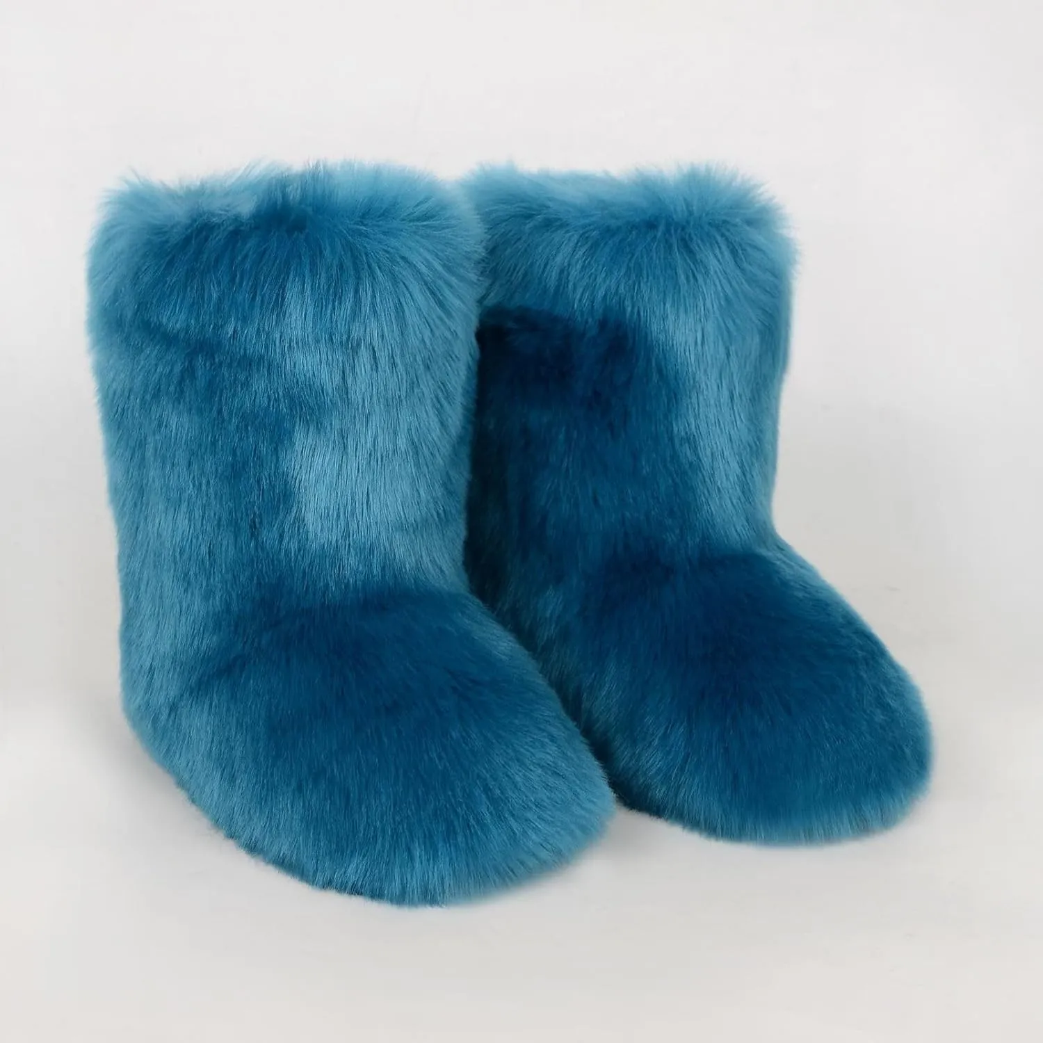 Girls Fluffy Furry Snow Boots Faux Fur Winter Warm Outdoor Boots