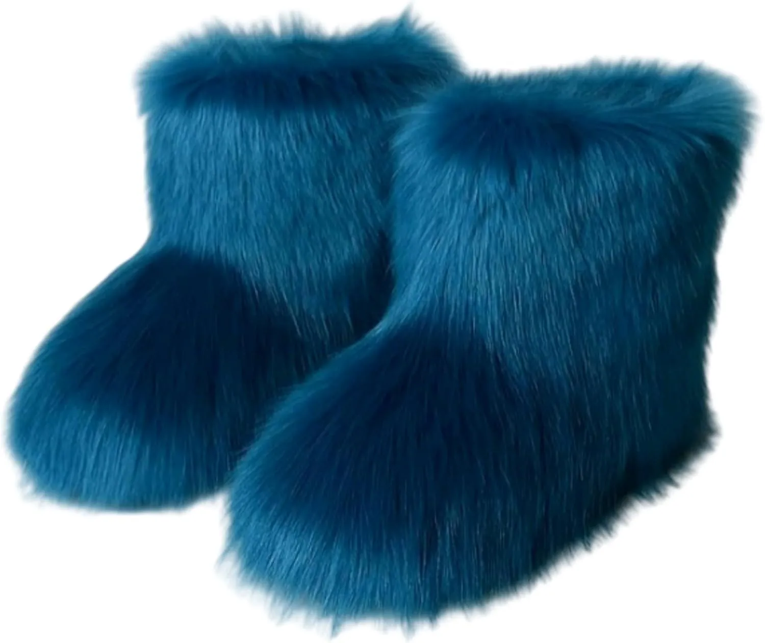 Girls Fluffy Furry Snow Boots Faux Fur Winter Warm Outdoor Boots