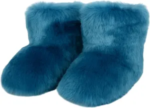 Girls Fluffy Furry Snow Boots Faux Fur Winter Warm Outdoor Boots