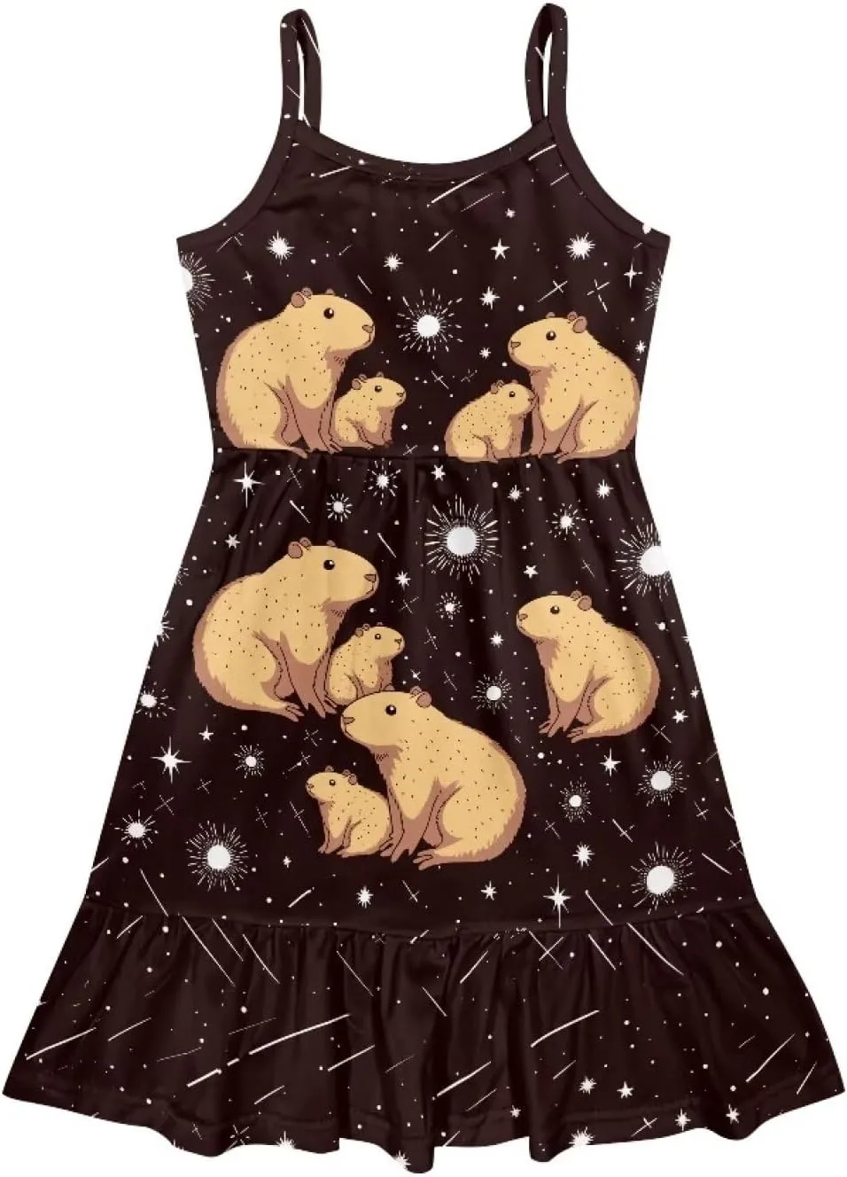 Girls Summer Dress 3-14 Y Kids Casual Spaghetti Strap Tiered Midi Dresses Cute Twirly Skater Party Sundress