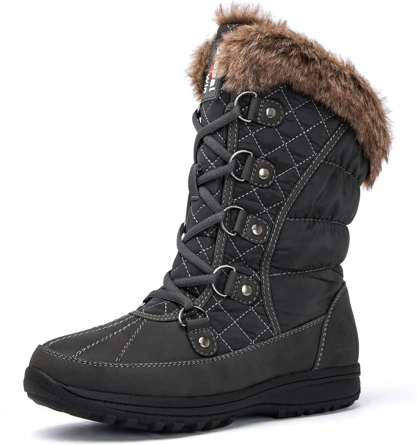 GLOBALWIN Women's Snow Boots Mid Calf Warm Winter Fashion Boots Comfortable Lace-UpWaterproof Boots Insulated Non-Slip Outdoor Shoes for Women