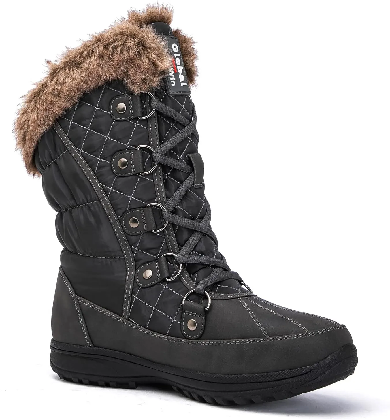 GLOBALWIN Women's Snow Boots Mid Calf Warm Winter Fashion Boots Comfortable Lace-UpWaterproof Boots Insulated Non-Slip Outdoor Shoes for Women