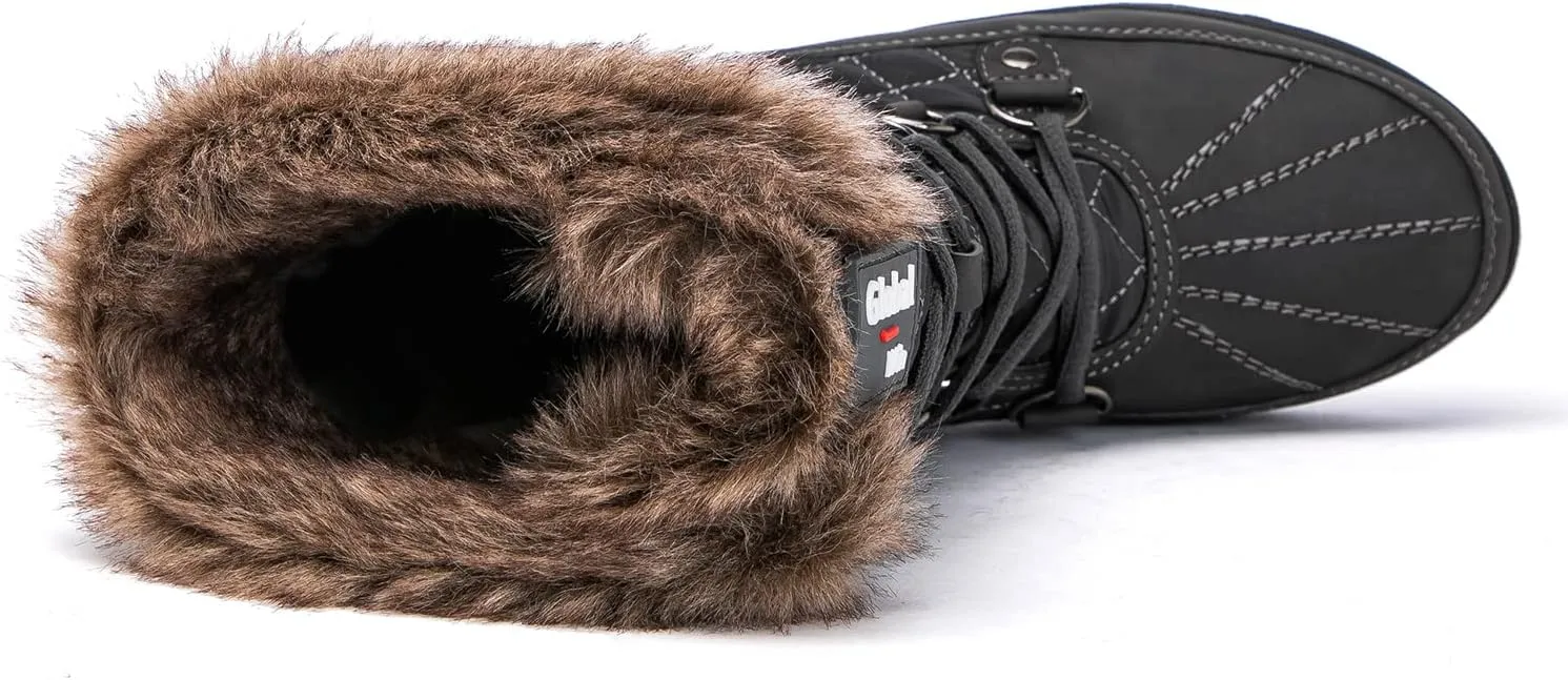 GLOBALWIN Women's Snow Boots Mid Calf Warm Winter Fashion Boots Comfortable Lace-UpWaterproof Boots Insulated Non-Slip Outdoor Shoes for Women