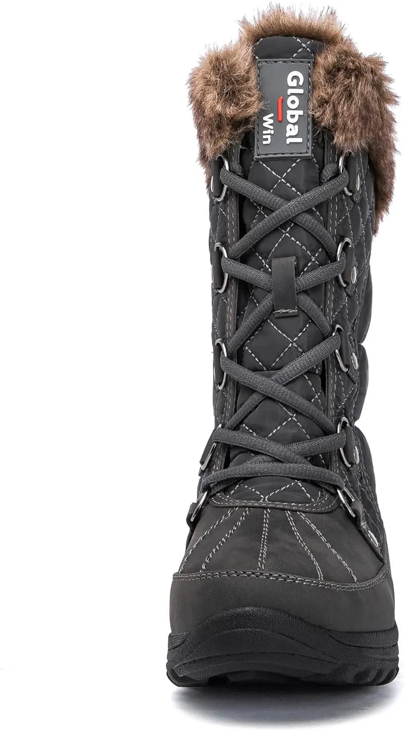 GLOBALWIN Women's Snow Boots Mid Calf Warm Winter Fashion Boots Comfortable Lace-UpWaterproof Boots Insulated Non-Slip Outdoor Shoes for Women