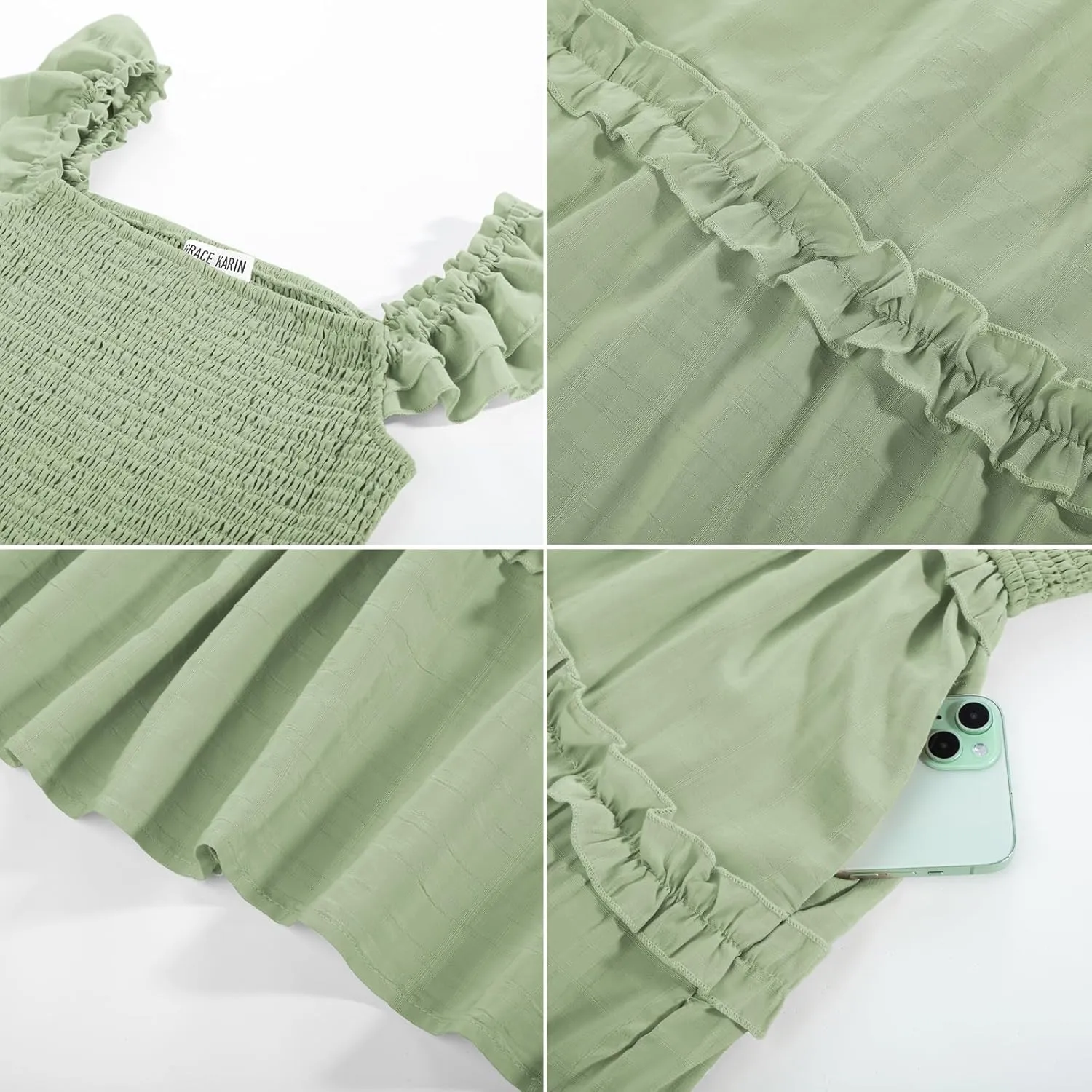 GRACE KARIN 2025 Womens Summer Beach Dress Square Neck Casual A-Line Maxi Sundress with Pocket
