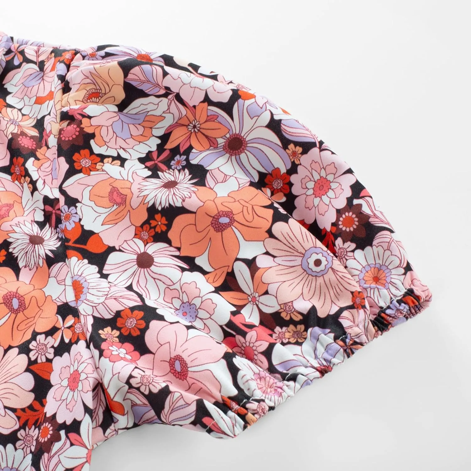 GRACE KARIN Women's 2025 Summer Floral Flowy Dresses Boho Tie Belt Short Puff Sleeve A Line Maxi Shirt Dress with Pocket