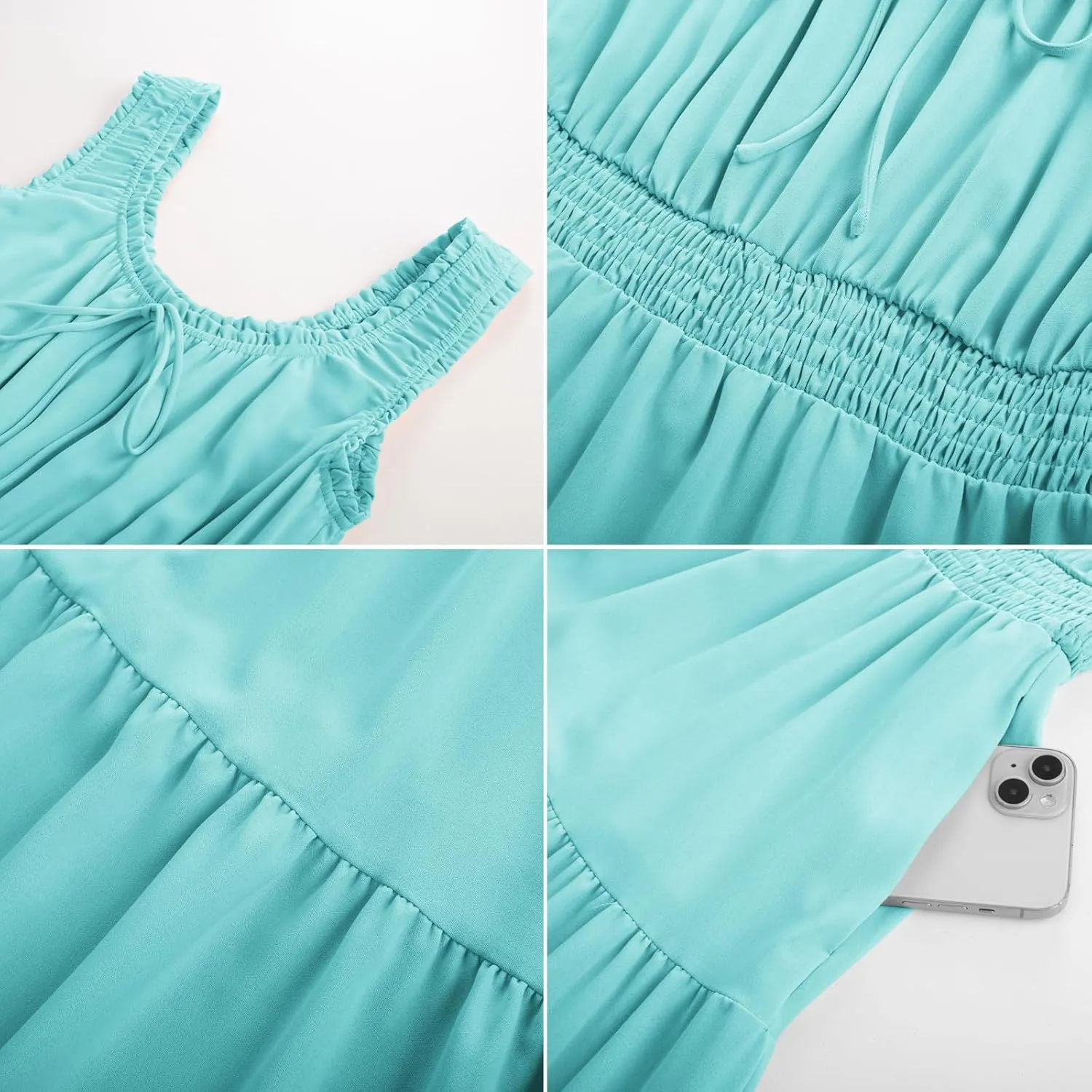GRACE KARIN Women's Summer Dresses 2025 Long Flowy Tiered Dress Boho Swing Sundress with Pocket