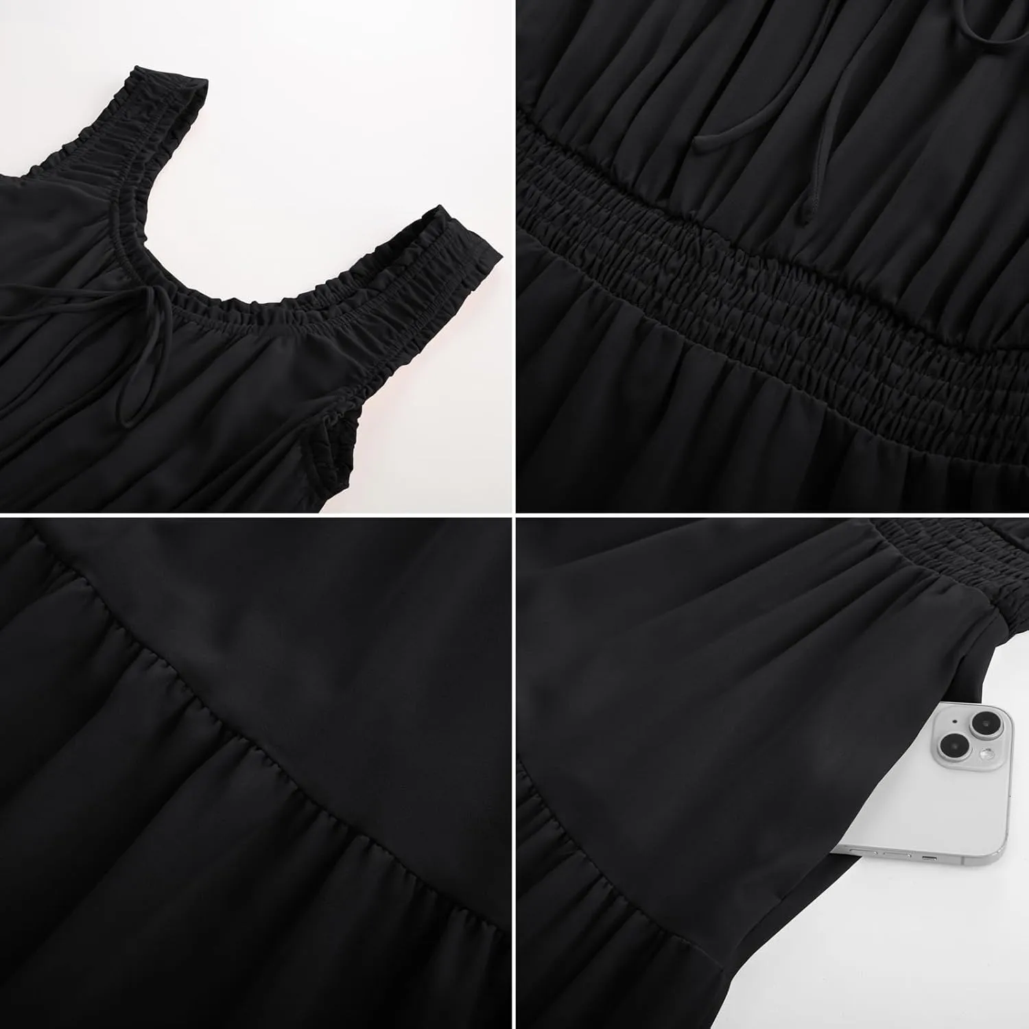 GRACE KARIN Women's Summer Dresses 2025 Long Flowy Tiered Dress Boho Swing Sundress with Pocket