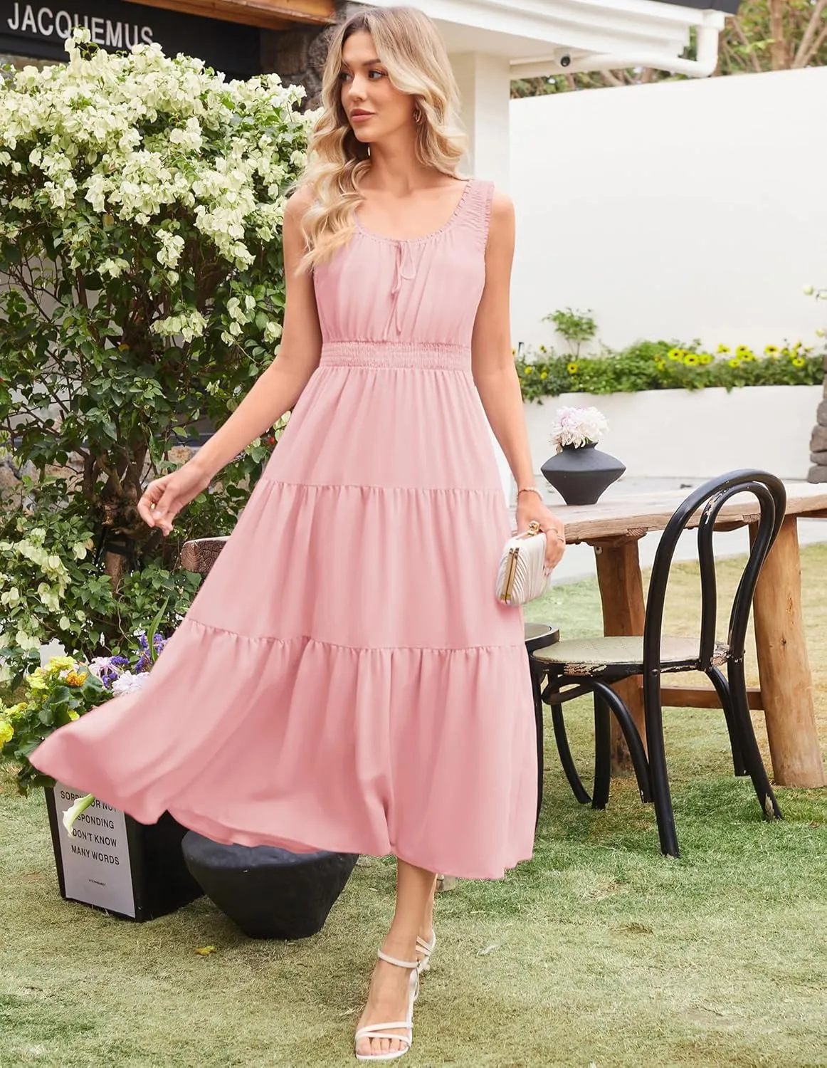 GRACE KARIN Women's Summer Dresses 2025 Long Flowy Tiered Dress Boho Swing Sundress with Pocket