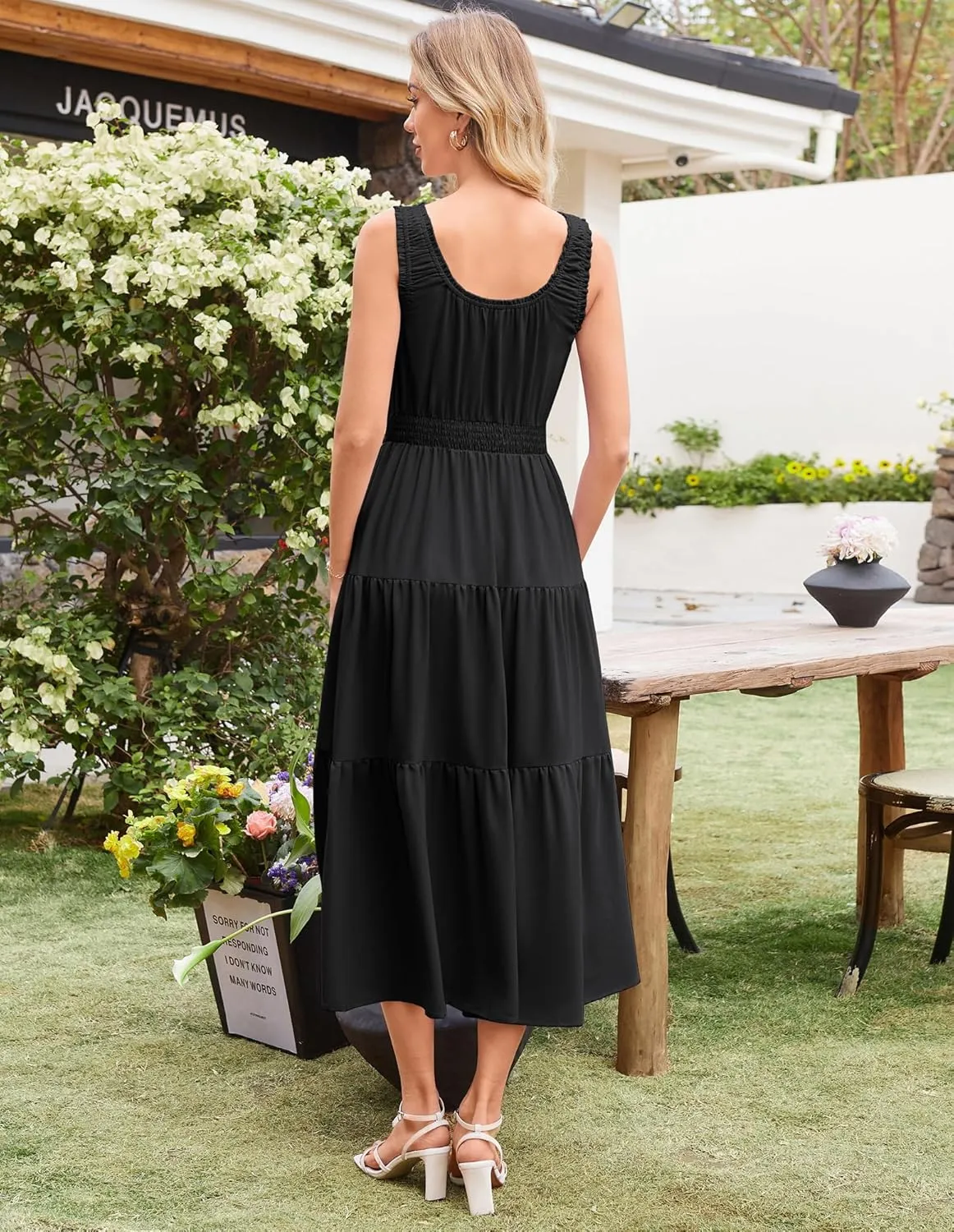 GRACE KARIN Women's Summer Dresses 2025 Long Flowy Tiered Dress Boho Swing Sundress with Pocket