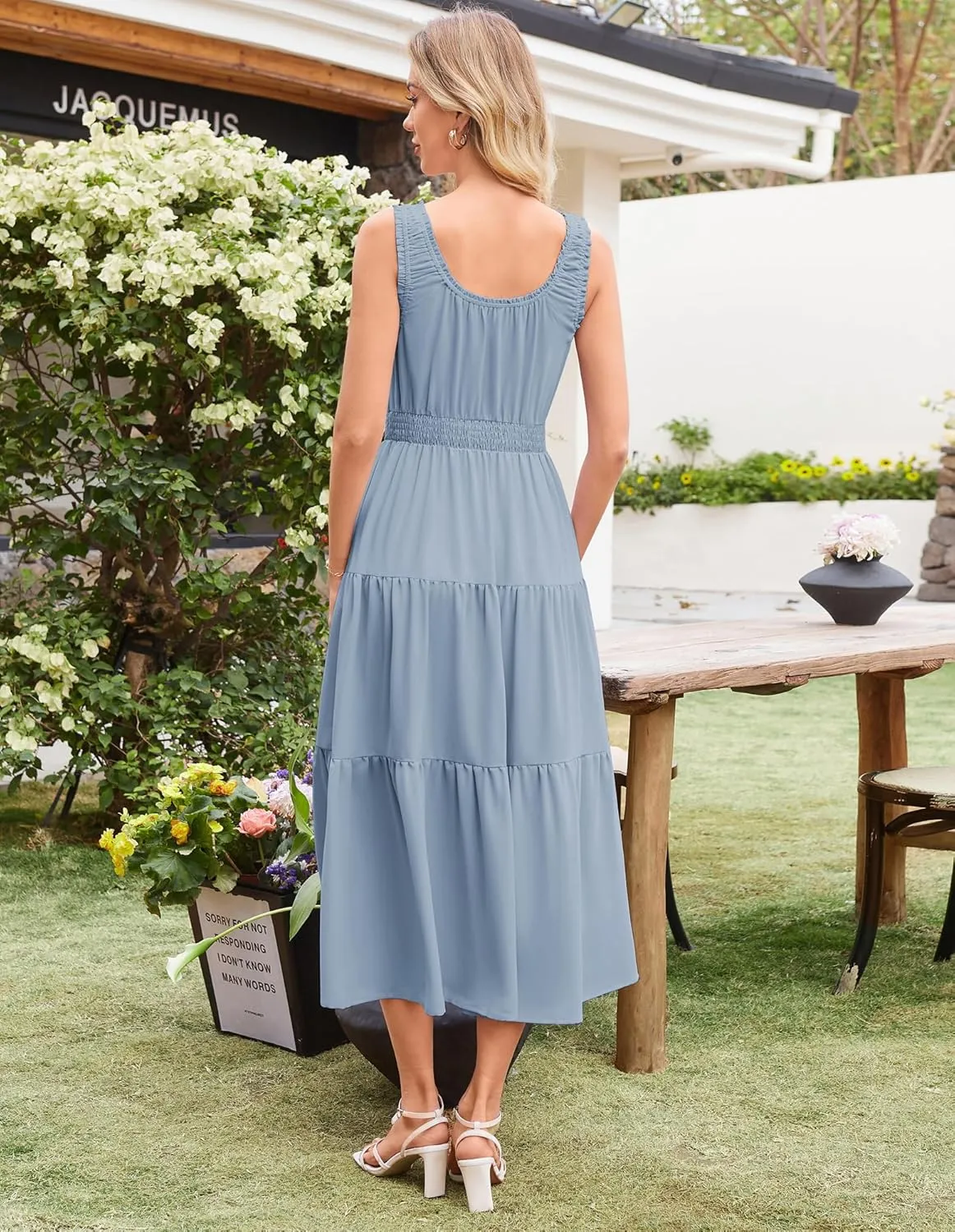 GRACE KARIN Women's Summer Dresses 2025 Long Flowy Tiered Dress Boho Swing Sundress with Pocket