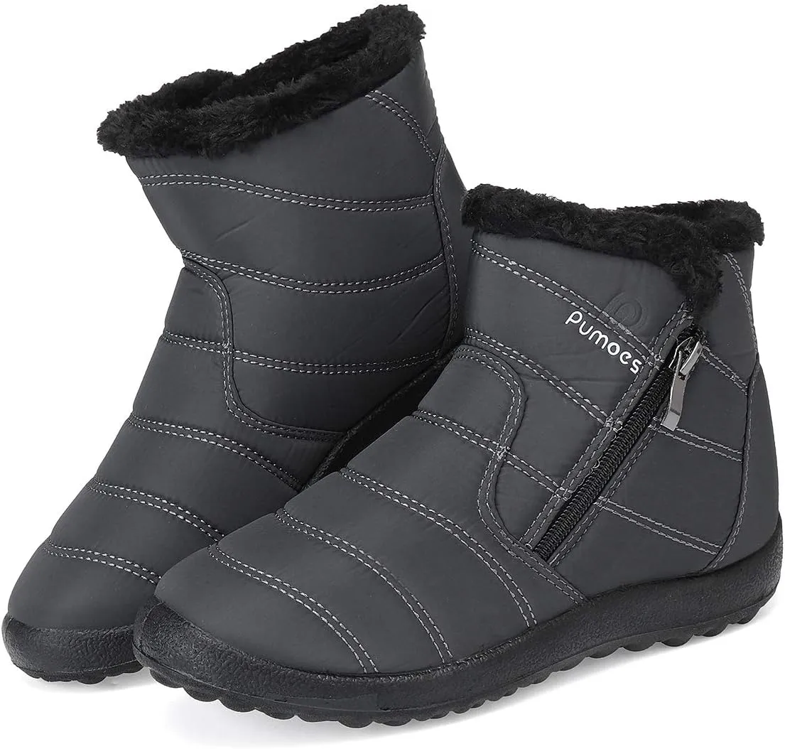 gracosy Warm Snow Boots Outdoor for Women, Winter Warm Boots Women Anti-Slip Winter Bootie Fur Lined Warm Ankle Boots Waterproof Slip on Outdoor Shoes