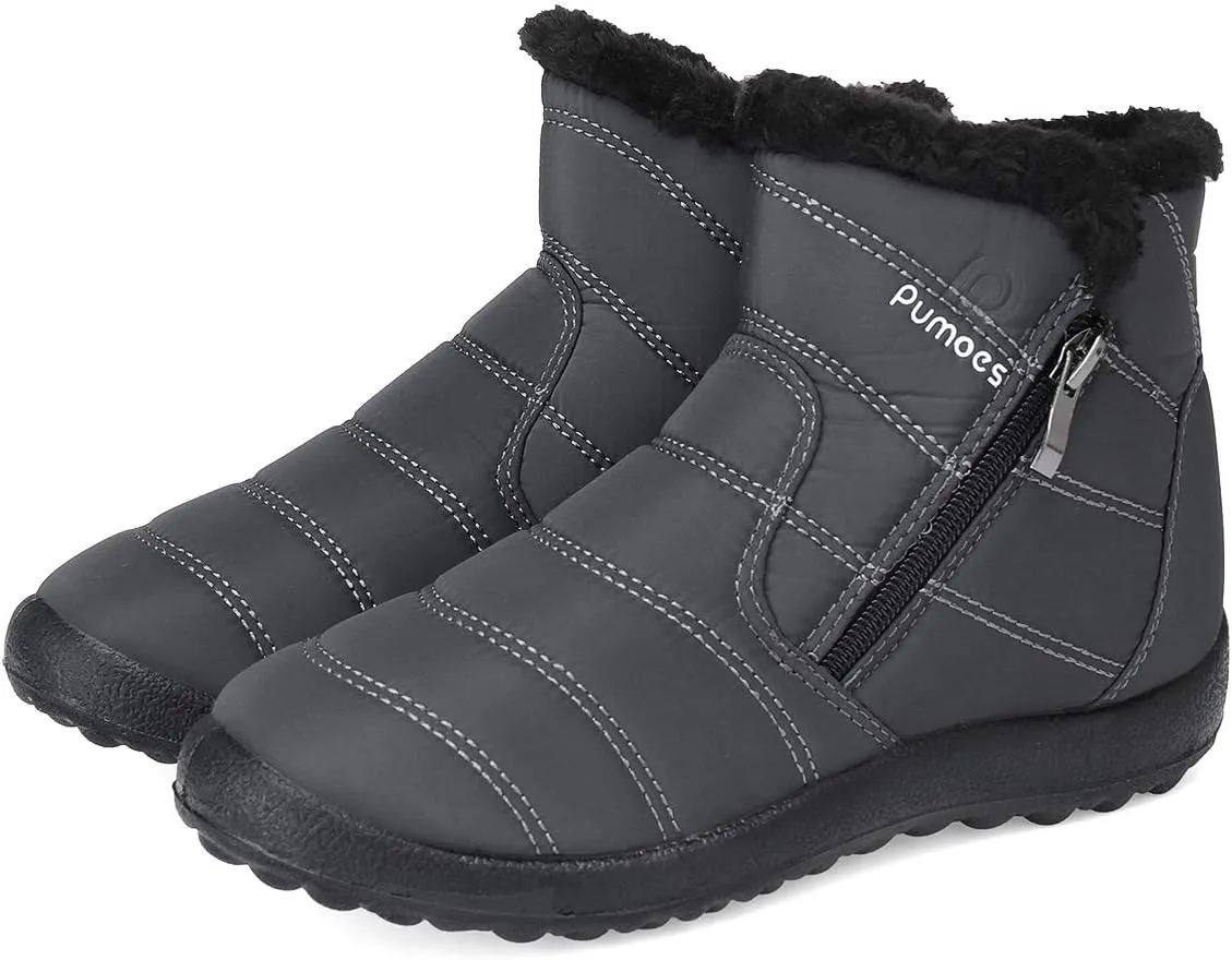 gracosy Warm Snow Boots Outdoor for Women, Winter Warm Boots Women Anti-Slip Winter Bootie Fur Lined Warm Ankle Boots Waterproof Slip on Outdoor Shoes