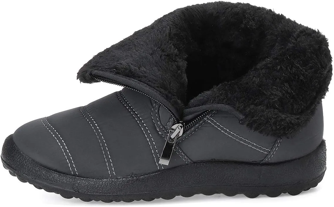 gracosy Warm Snow Boots Outdoor for Women, Winter Warm Boots Women Anti-Slip Winter Bootie Fur Lined Warm Ankle Boots Waterproof Slip on Outdoor Shoes