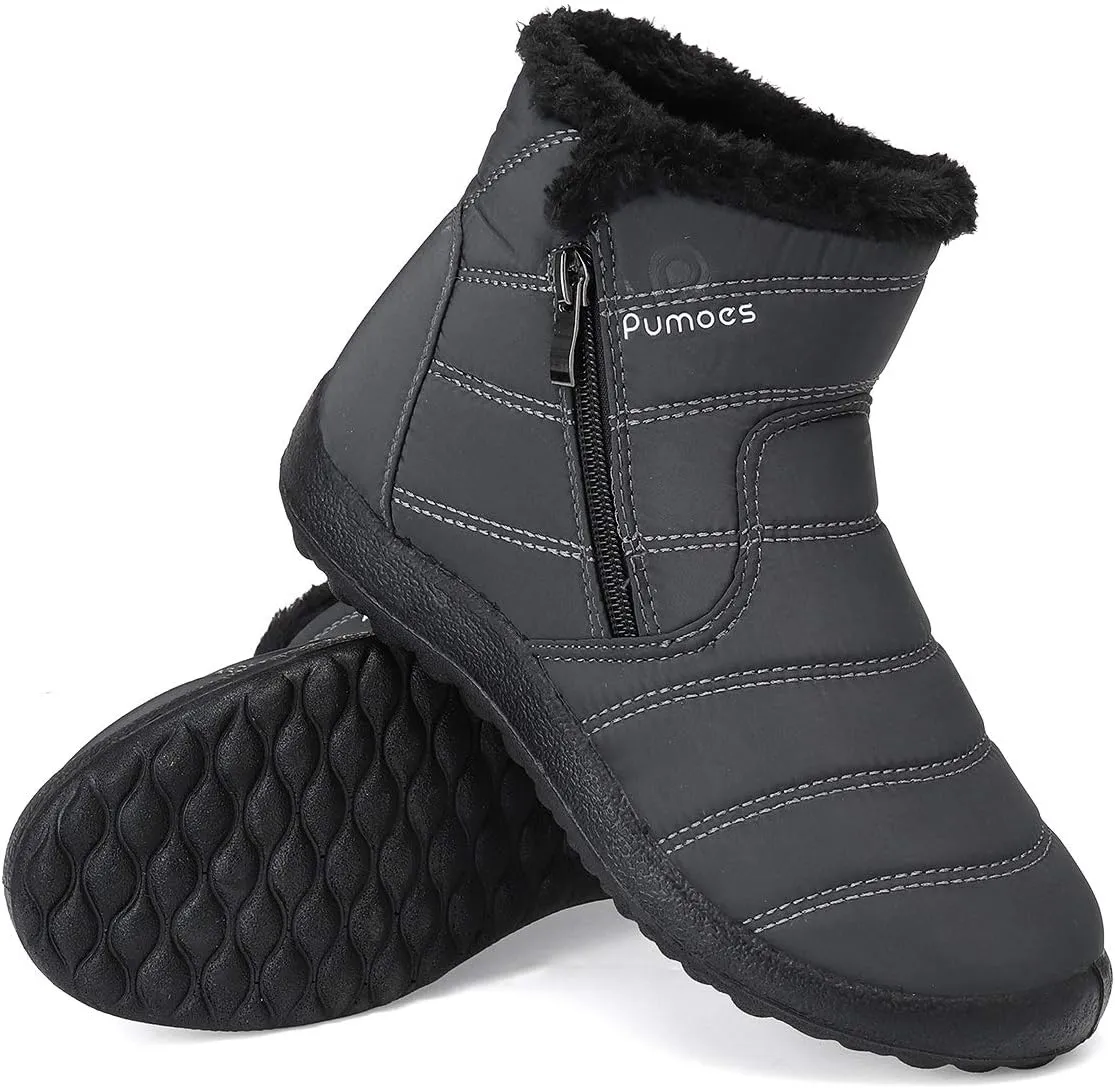 gracosy Warm Snow Boots Outdoor for Women, Winter Warm Boots Women Anti-Slip Winter Bootie Fur Lined Warm Ankle Boots Waterproof Slip on Outdoor Shoes