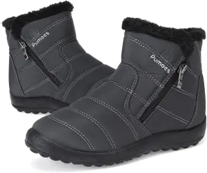 gracosy Warm Snow Boots Outdoor for Women, Winter Warm Boots Women Anti-Slip Winter Bootie Fur Lined Warm Ankle Boots Waterproof Slip on Outdoor Shoes