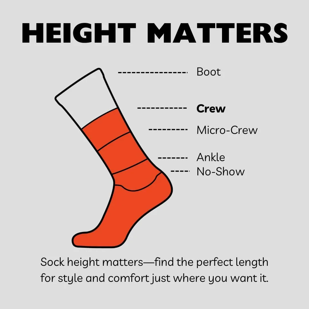 GRIP6 Crew Socks - Merino Wool Socks Made in the USA, Lightweight Wool Hiking Socks, Crew Socks for Men and Women