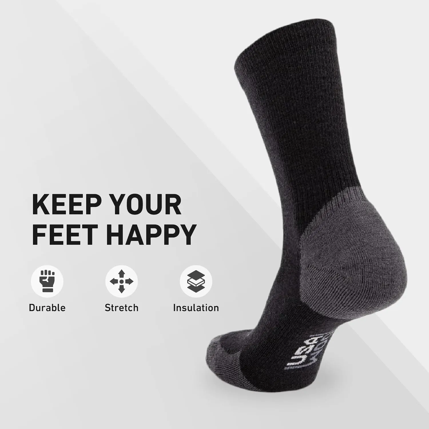 GRIP6 Crew Socks - Merino Wool Socks Made in the USA, Lightweight Wool Hiking Socks, Crew Socks for Men and Women